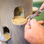Paul Young making a dovecote in his workshop 2016